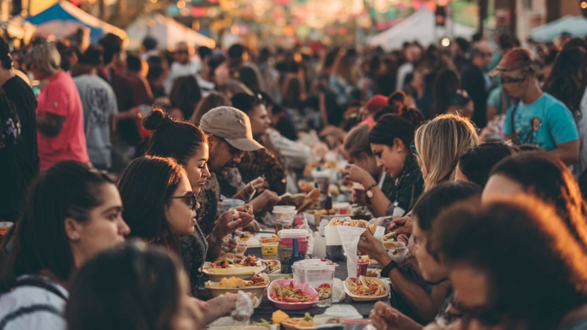 individuals enjoying tacos at Helluva Taco Fest at PK Lake